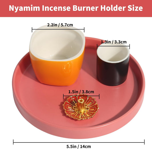4 in 1 Incense Holder, 5.5" Ceramic Palo Santo Stick Holder, Sage Holder for Burning, Sage Incense Burner for Meditation Yoga Room and Home Decor
