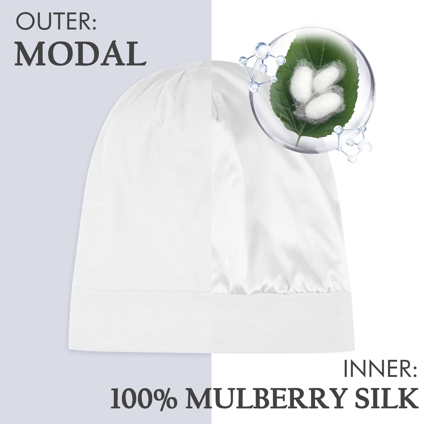 OLESILK 100% Mulberry Silk Bonnet for Sleeping Women, Silk Hair Wrap for Sleeping, Silk Sleep Bonnet for Women&Men, Real Silk, Not Satin, Reddish Brown
