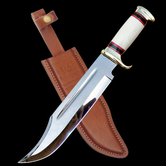 14" Crocodile Dundee Bowie Knife with Sheath-Hunting Knife with Sheath-Mirror Polished Survival Tactical Knife for Camping, Outdoor, Bushcraft- Knives for Men
