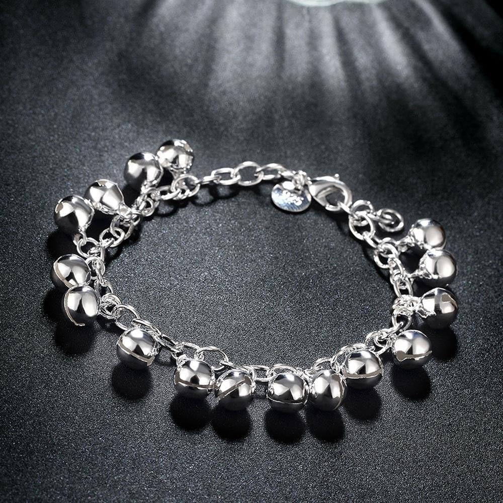 WDIYIEETN 925 Sterling Silver Bells Chain Adjustable Bracelet for Women