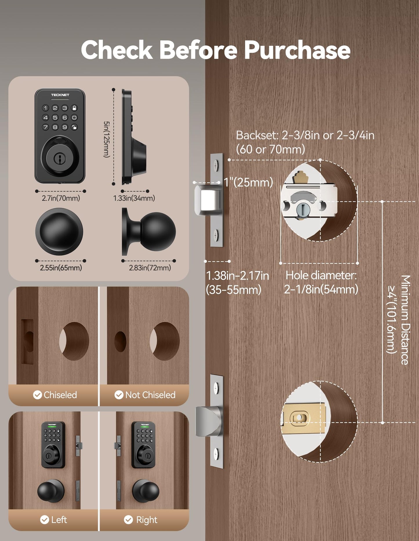 Keyless Entry Door Lock with Handle, Fingerprint Keypad Deadbolt with Handle Set, Smart Door Locks for Front Door with App Control, Auto-Lock, One-Time Code, Easy to Install