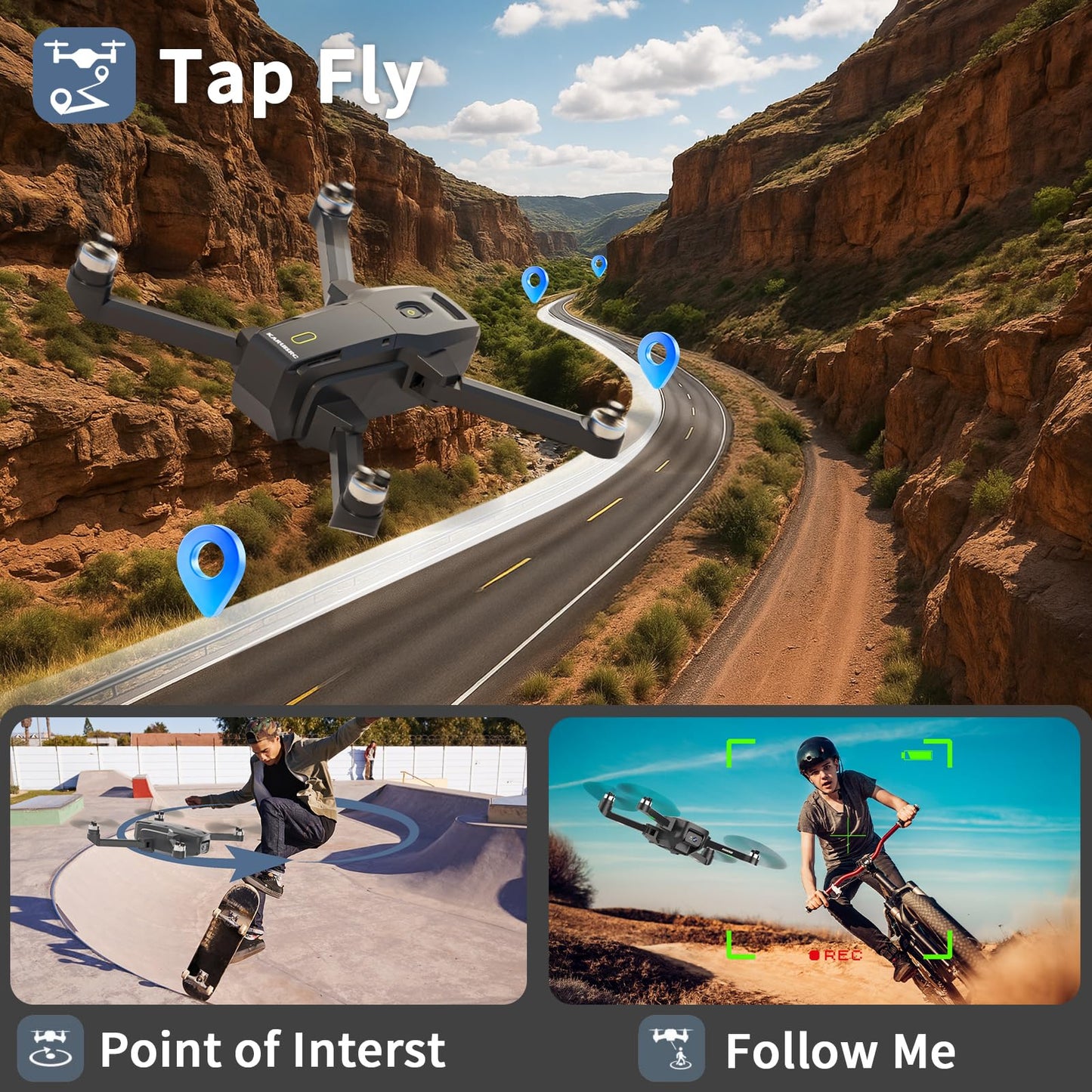 GPS Drone with EIS 4K Camera, 4.5" FPV Screen, 5GHz Transmission Foldable Drone with Brushless Motor, Auto Return Follow Me & 32G SD Card, Gesture Control, Al Track&Orbit Mode for Adults/Kids/Beginners