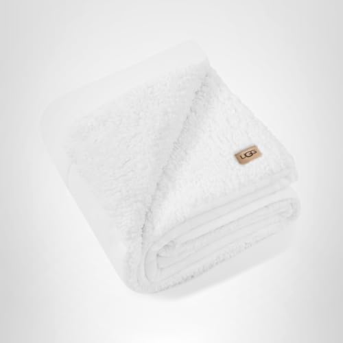 UGG Nita King/California King Blanket Fleece Fluffy Reversible Soft Fuzzy Bedding Cozy Plush Warm Oversized Blanket Machine Washable Bedroom Decor for Big Couch Bed, 110-inch x 90-inch, White Snow