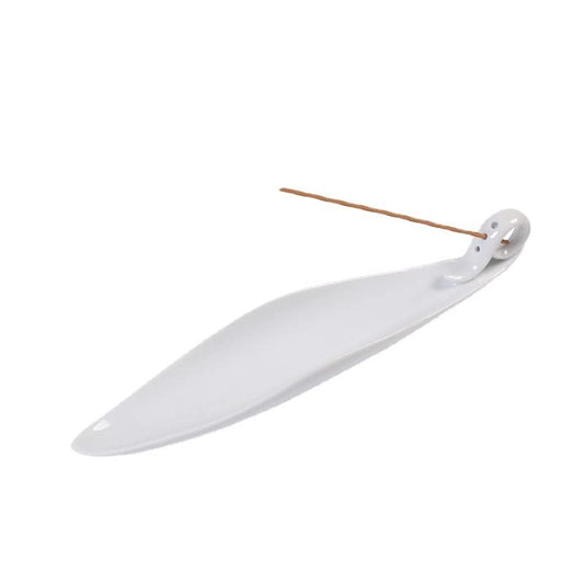 9" Length Incense Stick Holder with 3 Holes, White Porcelain Incense Tray Ash Cather for Spa, Meditation Room, Yoga, Home, Office (Green)