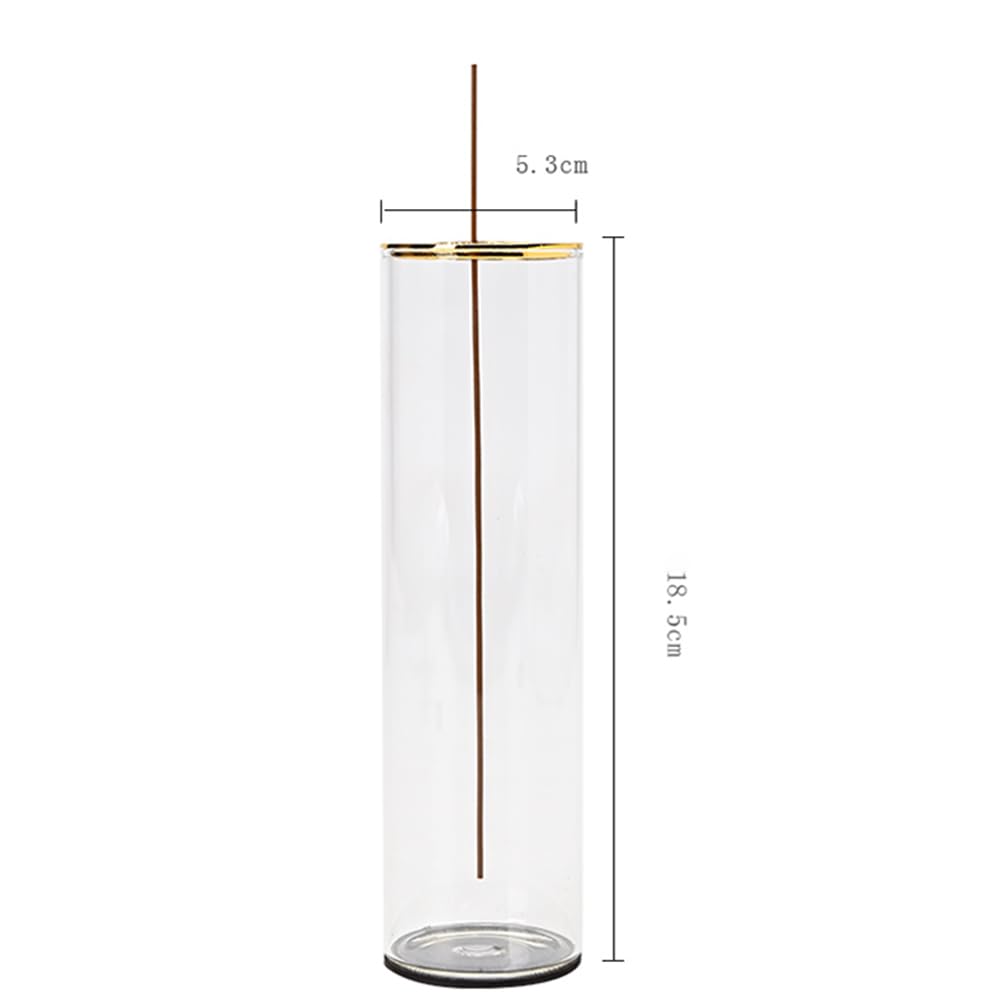 Glass Incense Holder with Ash Catcher, Fireproof Incense Burner for Aromatherapy Meditation Yoga Spa Room Decor - No Mess, Black