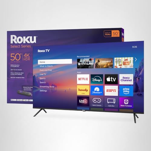 Roku Smart TV – 43-Inch Select Series, 4K HDR TV – RokuTV with Enhanced Voice Remote – Flat Screen LED Television with Wi-Fi for Streaming Live Local News, Sports, Family Entertainment