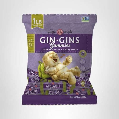 GIN GINS Spicy Apple Ginger Chews – Natural Fresh Ginger Candy by The Ginger People – Individually Wrapped Healthy Candy – Spicy Apple Ginger Flavor – Large 1 lb Bag (16oz) – Pack of 1