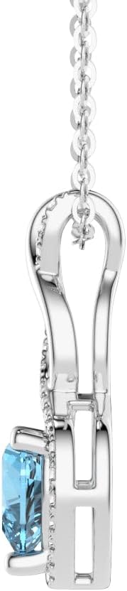 MSBLUE® 1 CT. Lab Created Heart-Shaped Aquamarine Infinity Pendant, 14K White Gold Vermeil
