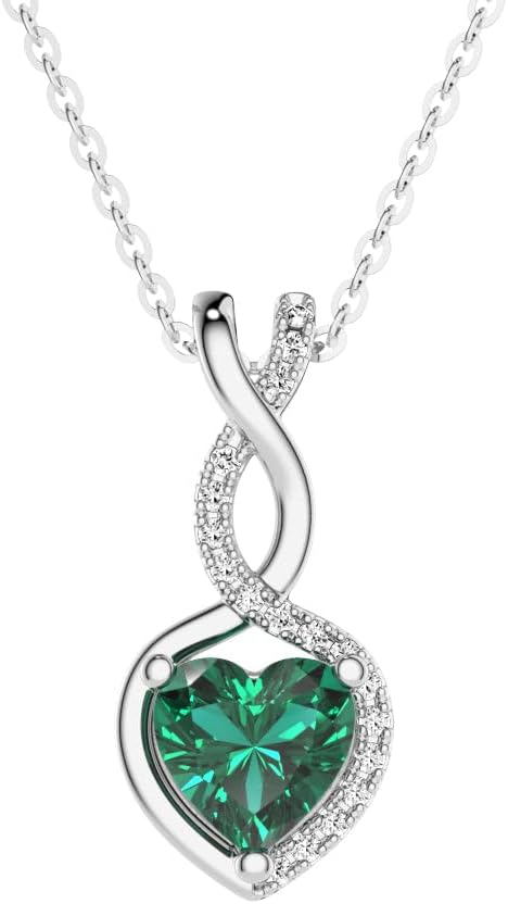 MSBLUE® 1 CT. Lab Created Heart-Shaped Aquamarine Infinity Pendant, 14K White Gold Vermeil