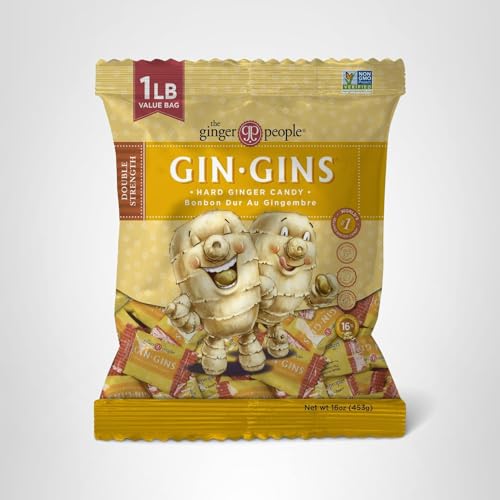 GIN GINS Spicy Apple Ginger Chews – Natural Fresh Ginger Candy by The Ginger People – Individually Wrapped Healthy Candy – Spicy Apple Ginger Flavor – Large 1 lb Bag (16oz) – Pack of 1