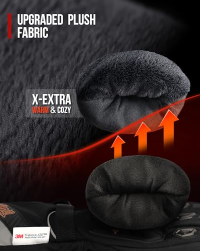 IRON JIA'S Motorcycle Gloves Winter Cold Weather Warm Touchscreen Waterproof Windproof Protective Gear (Black, L)