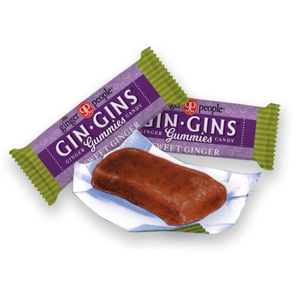 GIN GINS Spicy Apple Ginger Chews – Natural Fresh Ginger Candy by The Ginger People – Individually Wrapped Healthy Candy – Spicy Apple Ginger Flavor – Large 1 lb Bag (16oz) – Pack of 1