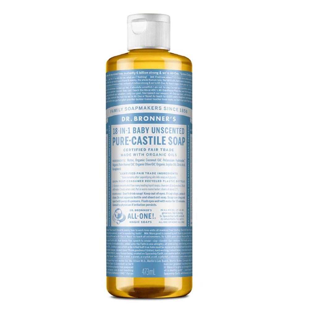 Dr. Bronner's Pure-Castile Magic Liquid Soap - Made with Regenerative Organic Certified Oils - 18-in-1 Uses for Face, Body, Hand Gentle on Baby & Sensitive Skin Body Wash Unscented,32oz