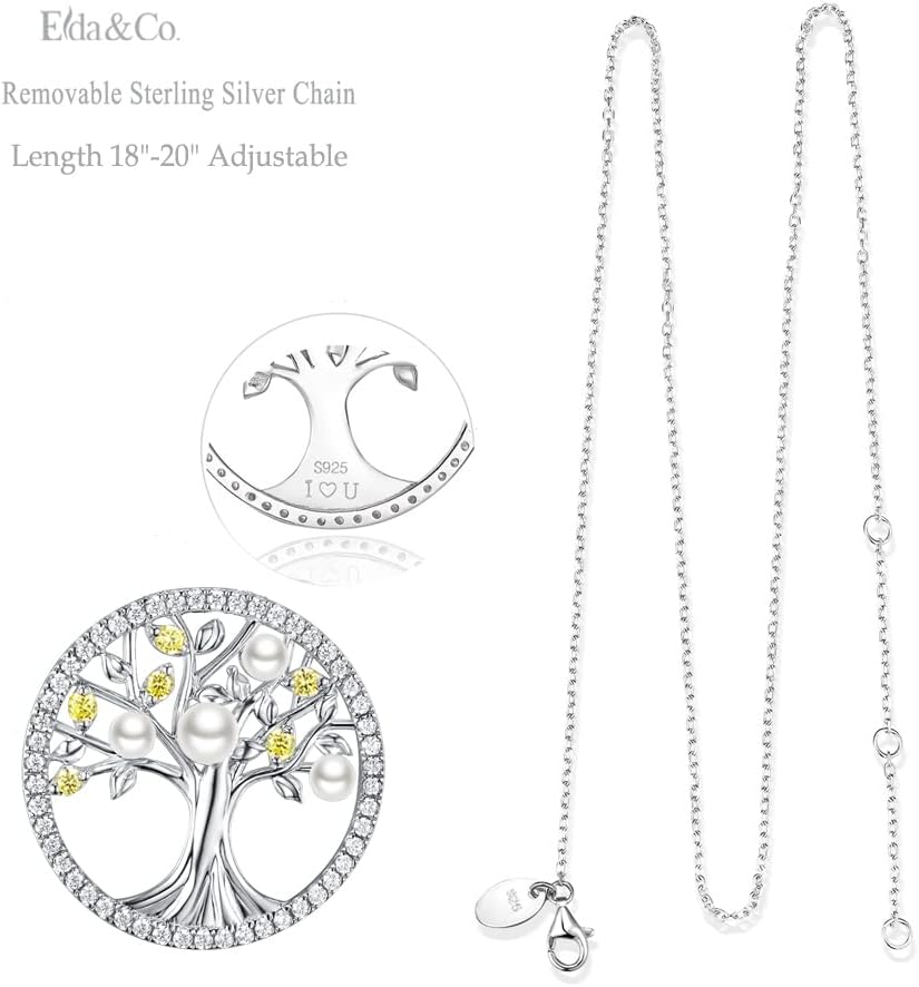 Tree of Life Necklace Birthday Gifts for Wife Mom January February Birthstones Necklace Garnet Amethyst and More Stones Jewelry 925 Sterling Silver