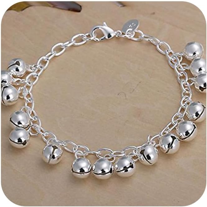 WDIYIEETN 925 Sterling Silver Bells Chain Adjustable Bracelet for Women