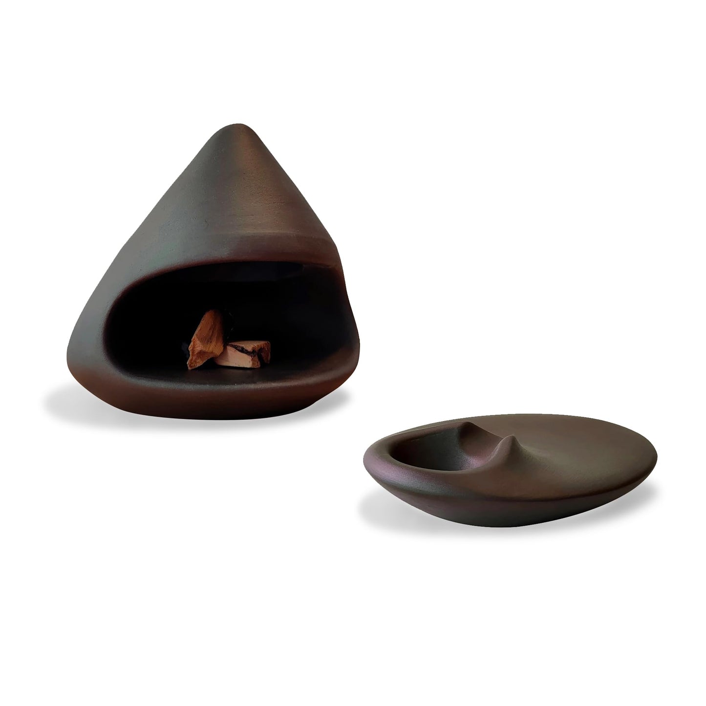 Set of 2 Ceramic Incense Burner Palo Santo Holder for Burning Sage Sticks Burning Bowl for Women Meditation Spiritual Decor(Brownness)