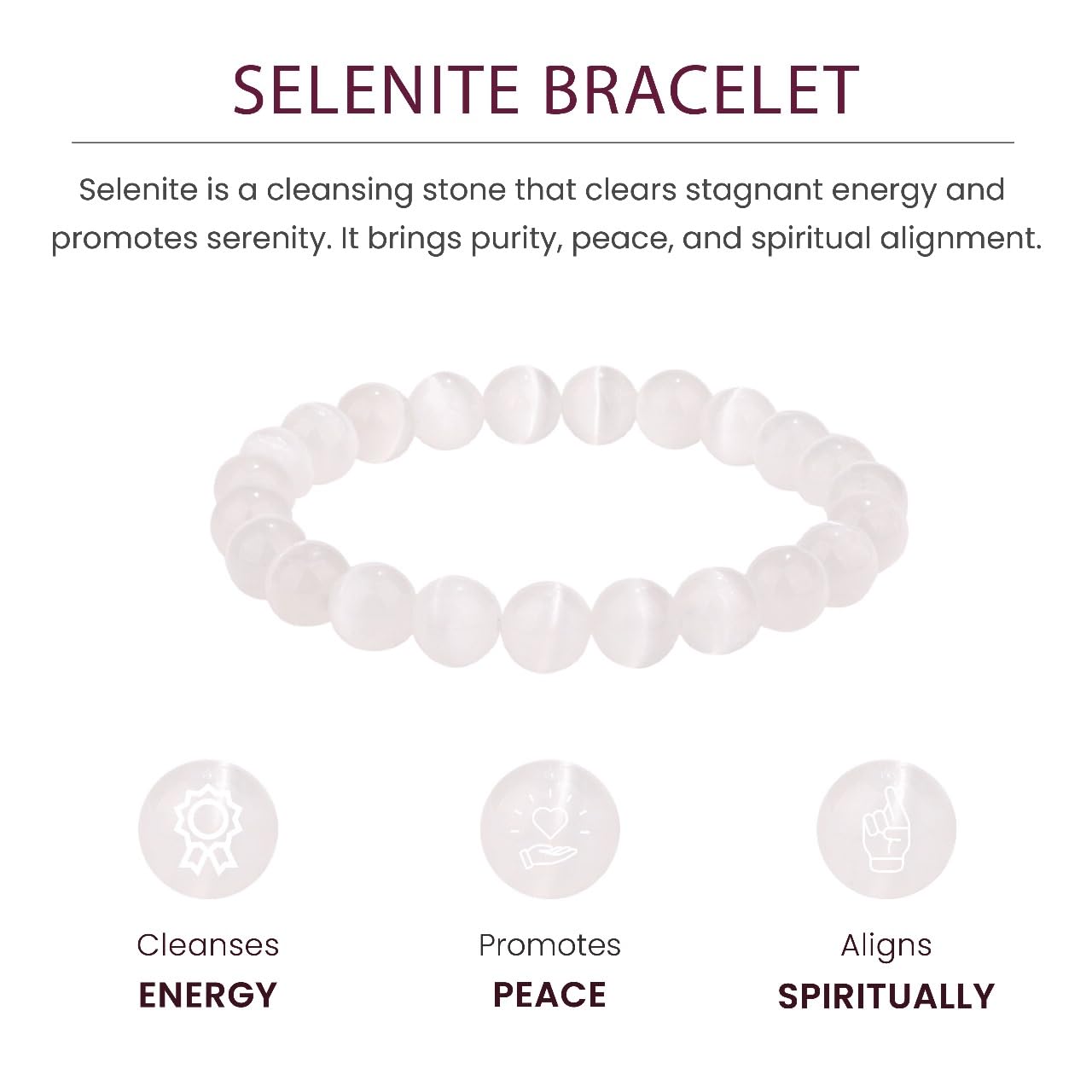 Crystal Vibe Handmade Natural Amethyst Bracelet for Women - Stretchable 8mm Bead Bracelet - Adjustable size Crystal Bracelet for Women