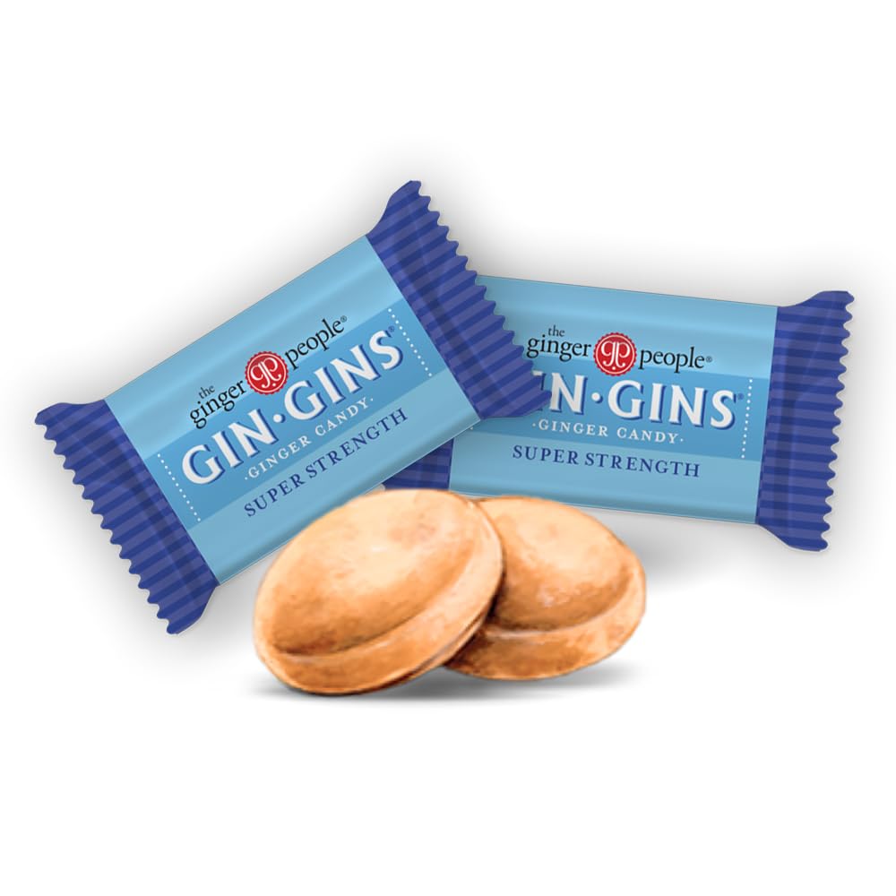 GIN GINS Ginger Chews – Natural Fresh Ginger Candy by The Ginger People – Individually Wrapped Healthy Candy – Original, Apple, Peanut and Turmeric Flavors – Variety Pack – 4 x 3oz bag each flavor (Pack of 4 bags)