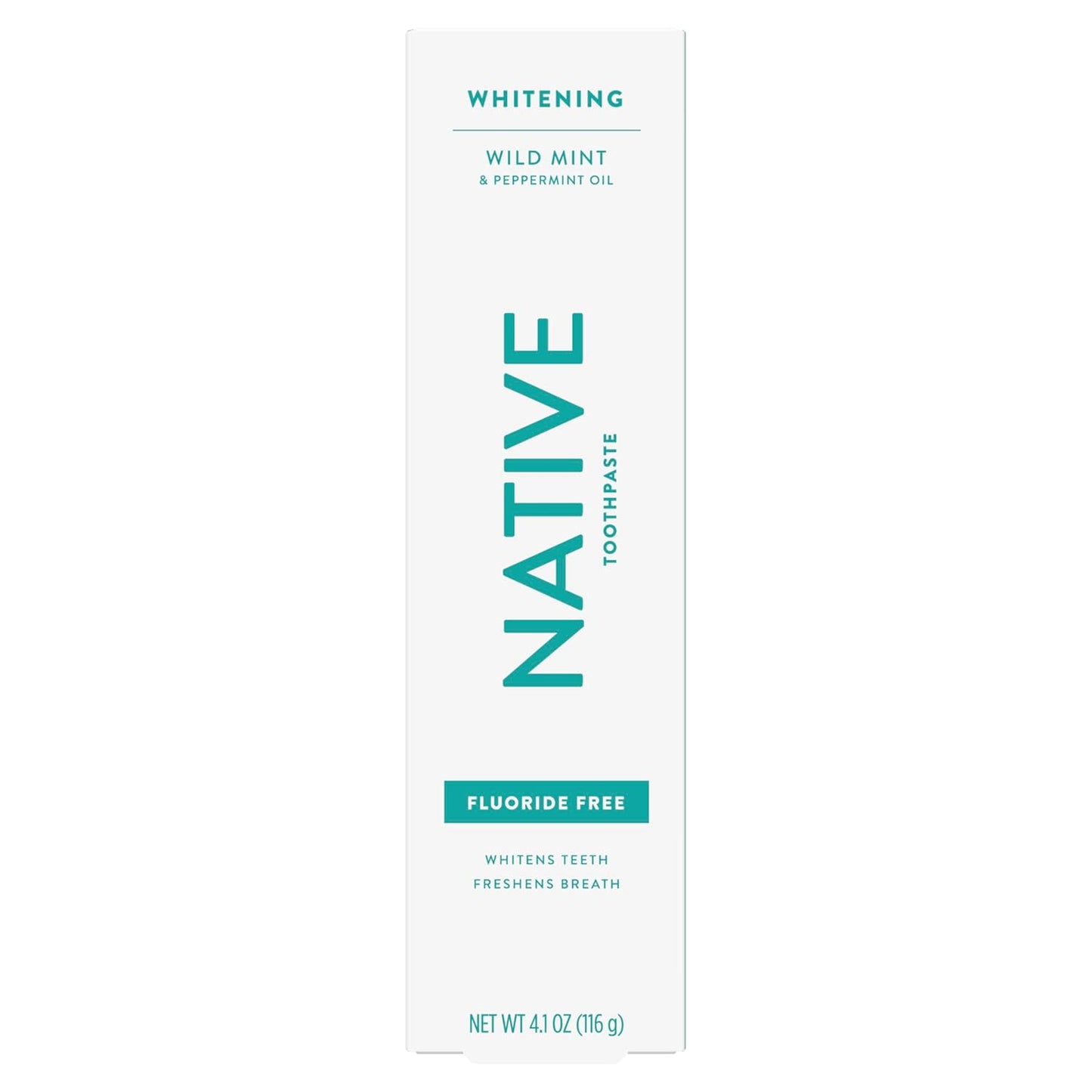 Native Fluoride Free Toothpaste, Whitening - for Adult, Kids 2+ Oral Care - Wild Mint & Peppermint Oil Flavor, 4.1oz (Pack of 3)