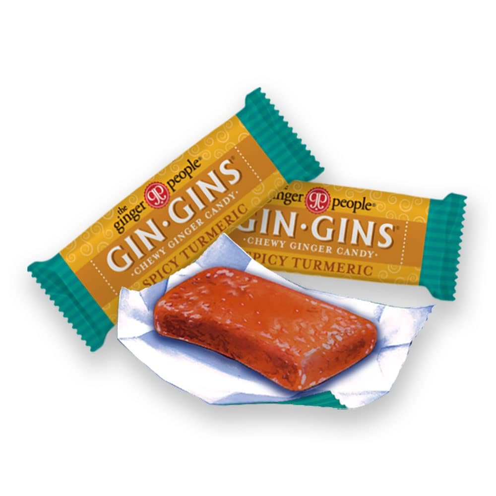 GIN GINS Spicy Apple Ginger Chews – Natural Fresh Ginger Candy by The Ginger People – Individually Wrapped Healthy Candy – Spicy Apple Ginger Flavor – Large 1 lb Bag (16oz) – Pack of 1