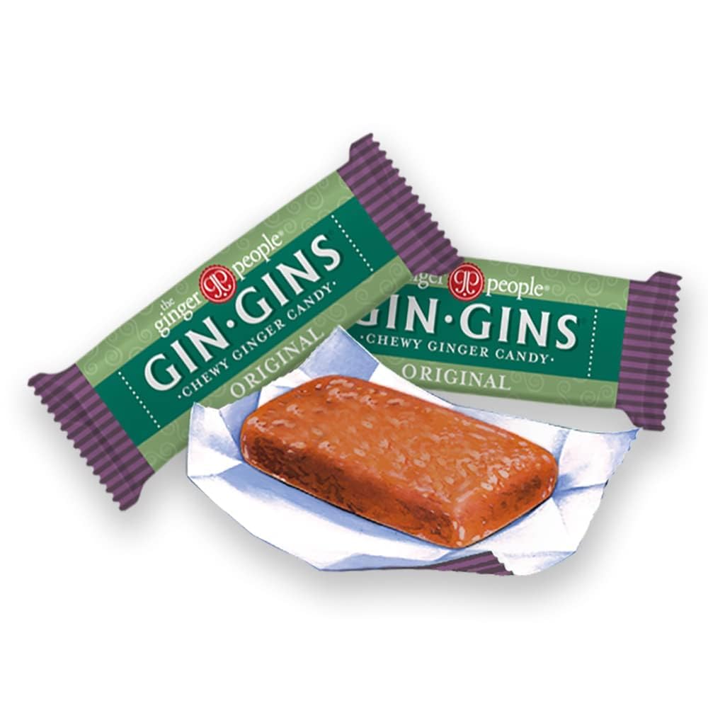 GIN GINS Spicy Apple Ginger Chews – Natural Fresh Ginger Candy by The Ginger People – Individually Wrapped Healthy Candy – Spicy Apple Ginger Flavor – Large 1 lb Bag (16oz) – Pack of 1