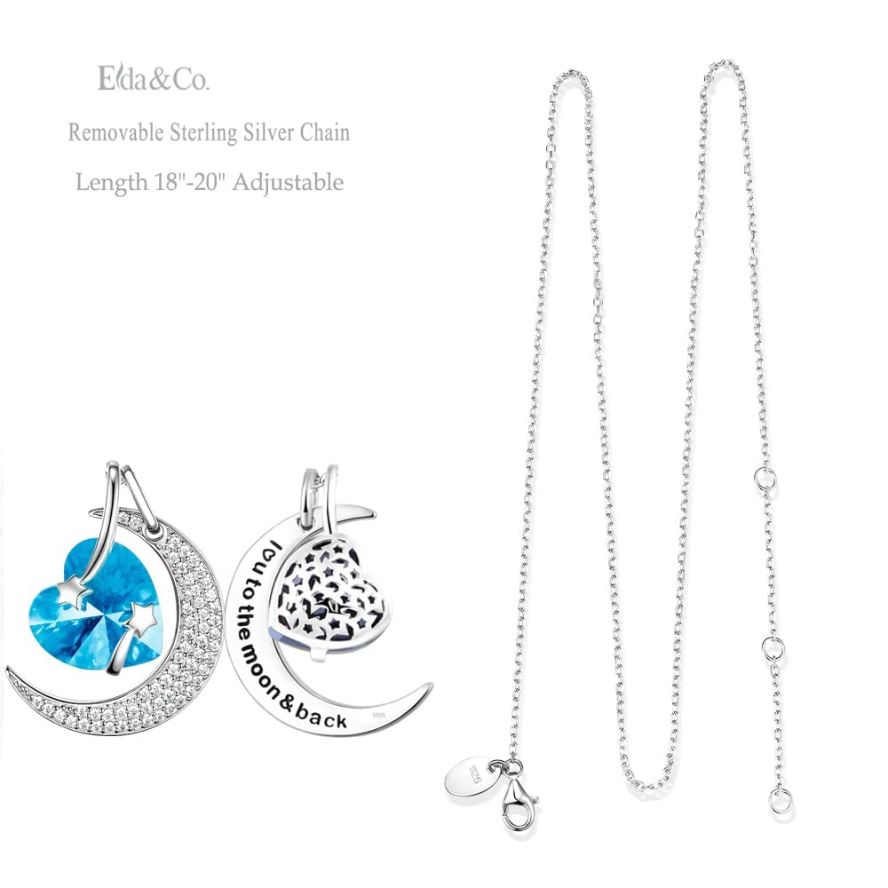 I Love You to the Moon and Back Half Moon Necklace Jewelry Birthday Gifts Mom Wife January February Birthstones Garnet Amethyst and More Stones 925 Sterling Silver