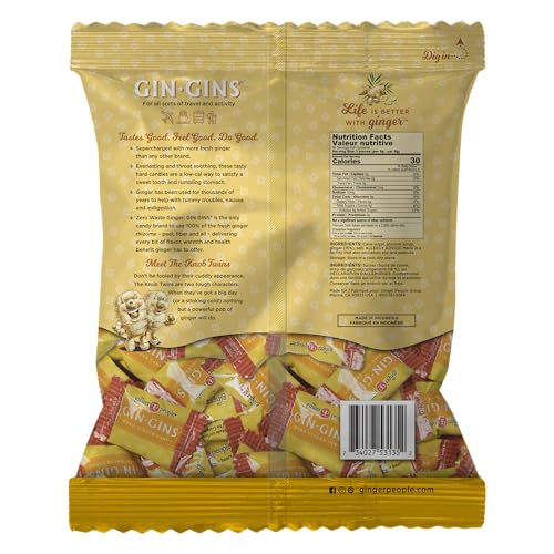 GIN GINS Spicy Apple Ginger Chews – Natural Fresh Ginger Candy by The Ginger People – Individually Wrapped Healthy Candy – Spicy Apple Ginger Flavor – Large 1 lb Bag (16oz) – Pack of 1