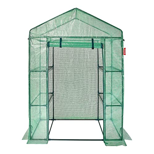 VEVOR Walk-in Tunnel Greenhouse, 9.6x6.4x6.2 ft Hoop House Greenhouse Tunnel, Plant Hot House with Galvanized Steel Frame, White PE Cover, Roll-up Zipper Door and 6 Windows for Outdoor