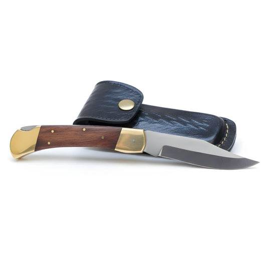 MAZEDAZE Hunting Knife – Handmade Lock Back Design Folding Knife with Sheath | Premium Pocket Knives with Ebony Ergonomic Handle Made With Camel Bone | Survival Knives for Hunting, Campaign and Skinning