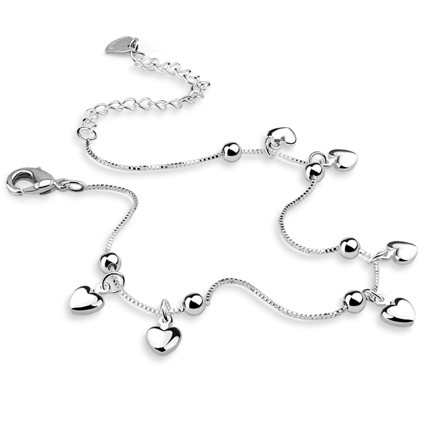 Dainty 925 Sterling Silver Infinity Heart Anklet and Bracelets Woman Adjustable Chain Beach Barefoot Foot Jewelry Gift For Wife Her