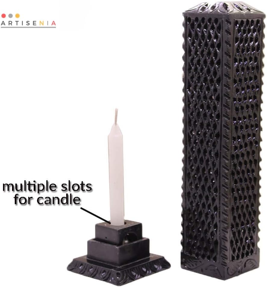 Handmade Black Soapstone Incense Stick Tower Holder | Marble Incense Stick Tower Burner Holder Spa Aromatherapy Home Office Fragrance Accessories Home Office Decor - (11 X 3 Inches)j