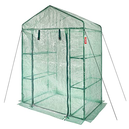 VEVOR Walk-in Tunnel Greenhouse, 9.6x6.4x6.2 ft Hoop House Greenhouse Tunnel, Plant Hot House with Galvanized Steel Frame, White PE Cover, Roll-up Zipper Door and 6 Windows for Outdoor
