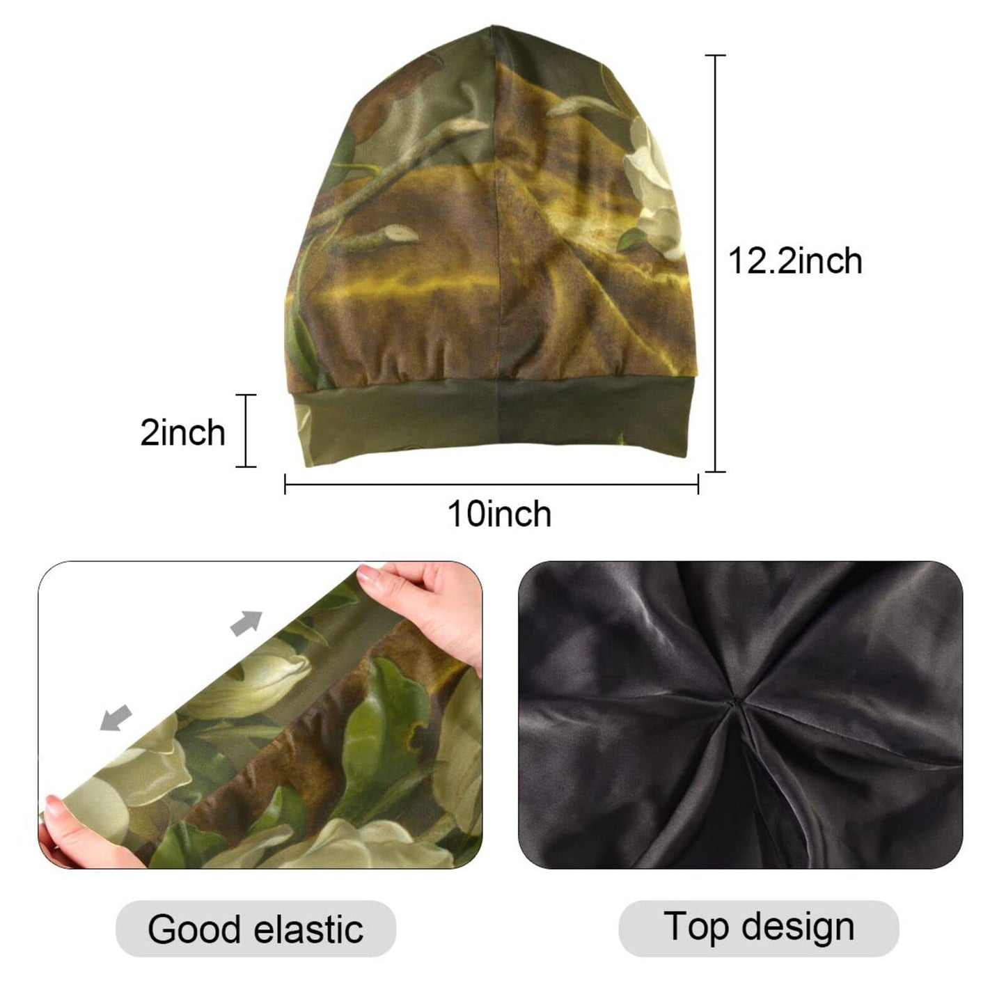 Satin Bonnet Lined Sleep Cap Hair Wrap Cover Slouchy Beanie for Curly Hair Protection for Gifts for Men Women Dark Blue Stars