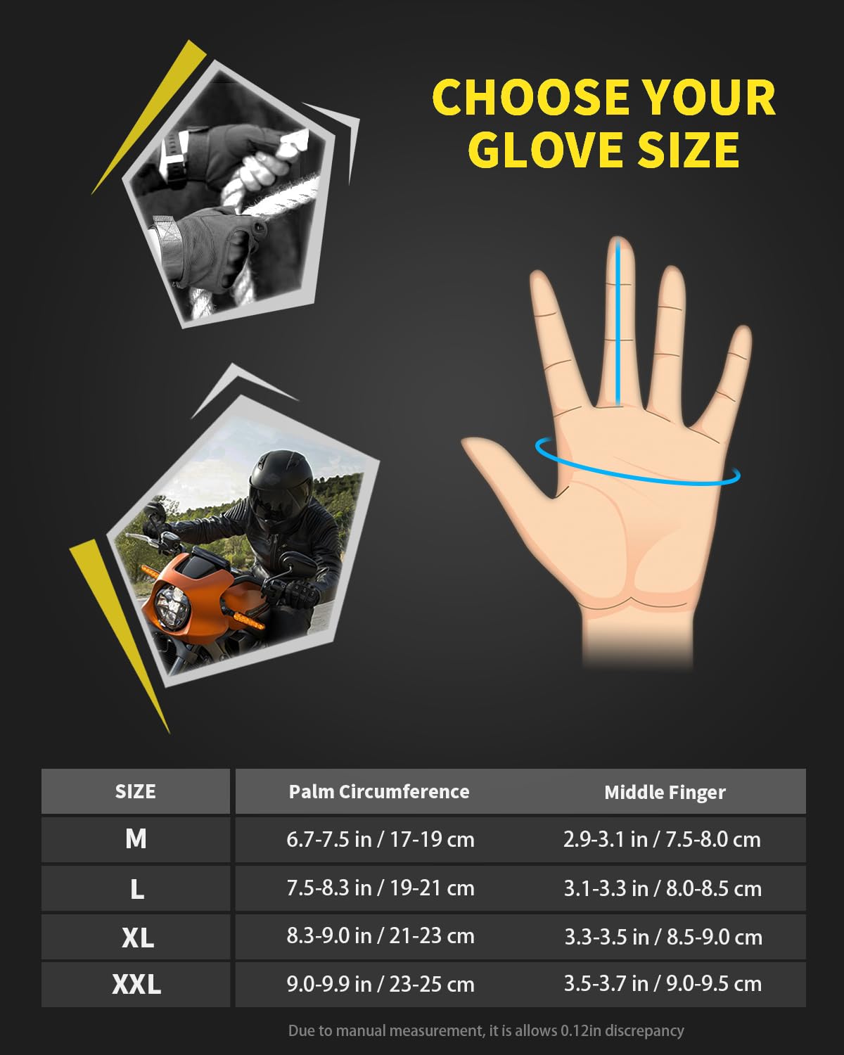 Tactical Gloves for Men, Shooting & Motorcycle Gloves with Hard Shell Knuckle Protection & Leather Palm for Airsoft Motorcycle Cycling Paintball Sports Climbing Training Hunting