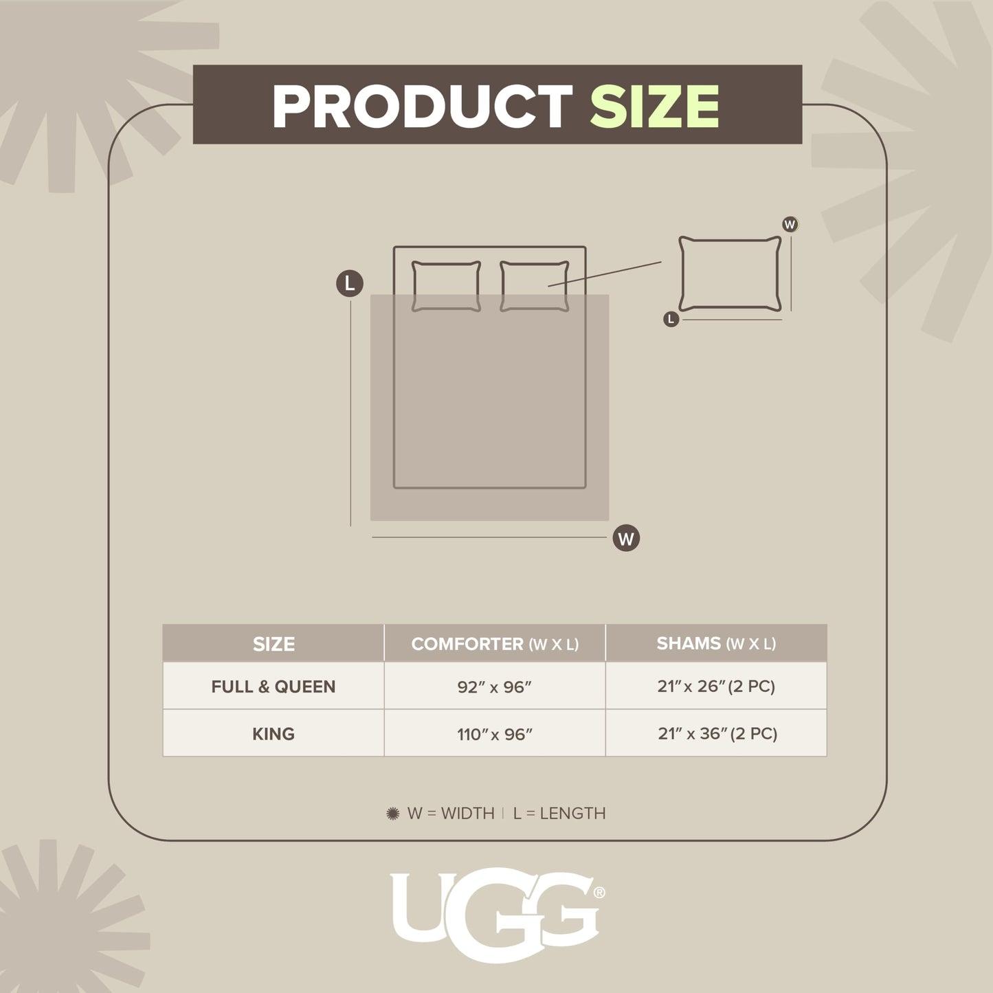 UGG Blissful Full/Queen Comforter Set with 2 Pillow Shams Reversible Comforter Plush Fluffy Warm Bed Set Premium Down Alternative Bedding for College Dorm Essentials, Full/Queen, Light Brown Fawn
