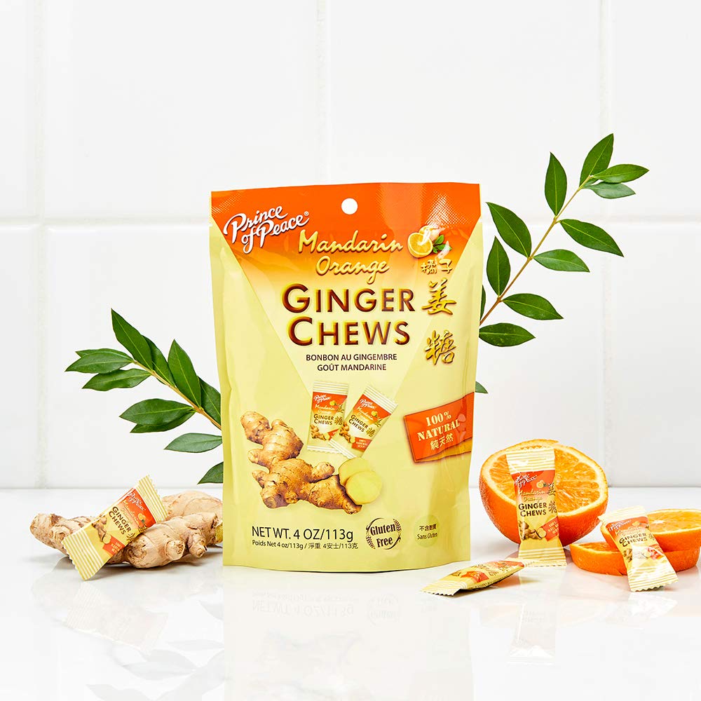 Prince of Peace Ginger Chews With Lemon, 4 oz. Candied Ginger Lemon Candy - 2 Pack
