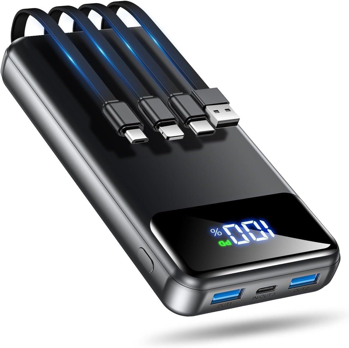 Portable Charger Power Bank 50000mAh Battery Pack, 22.5W Fast Charging PowerBank with Built in Cables,Travel Essential USB-C Portable Phone Charger for iPhone Samsung Pixel Android iPad-Blue