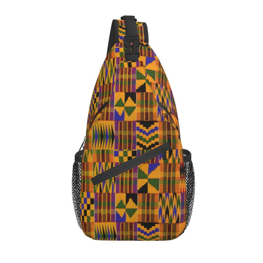 ASYG African Sling Bag Crossbody Chest Daypack Casual Backpack African Art Shoulder Bag For Travel Hiking Sport Outdoor