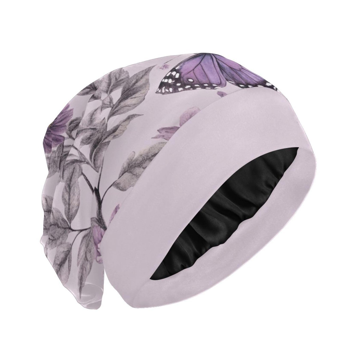 Satin Bonnet Lined Sleep Cap Hair Wrap Cover Slouchy Beanie for Curly Hair Protection for Gifts for Men Women Dark Blue Stars
