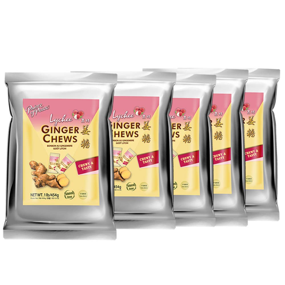 Prince of Peace Ginger Chews With Lemon, 4 oz. Candied Ginger Lemon Candy - 2 Pack