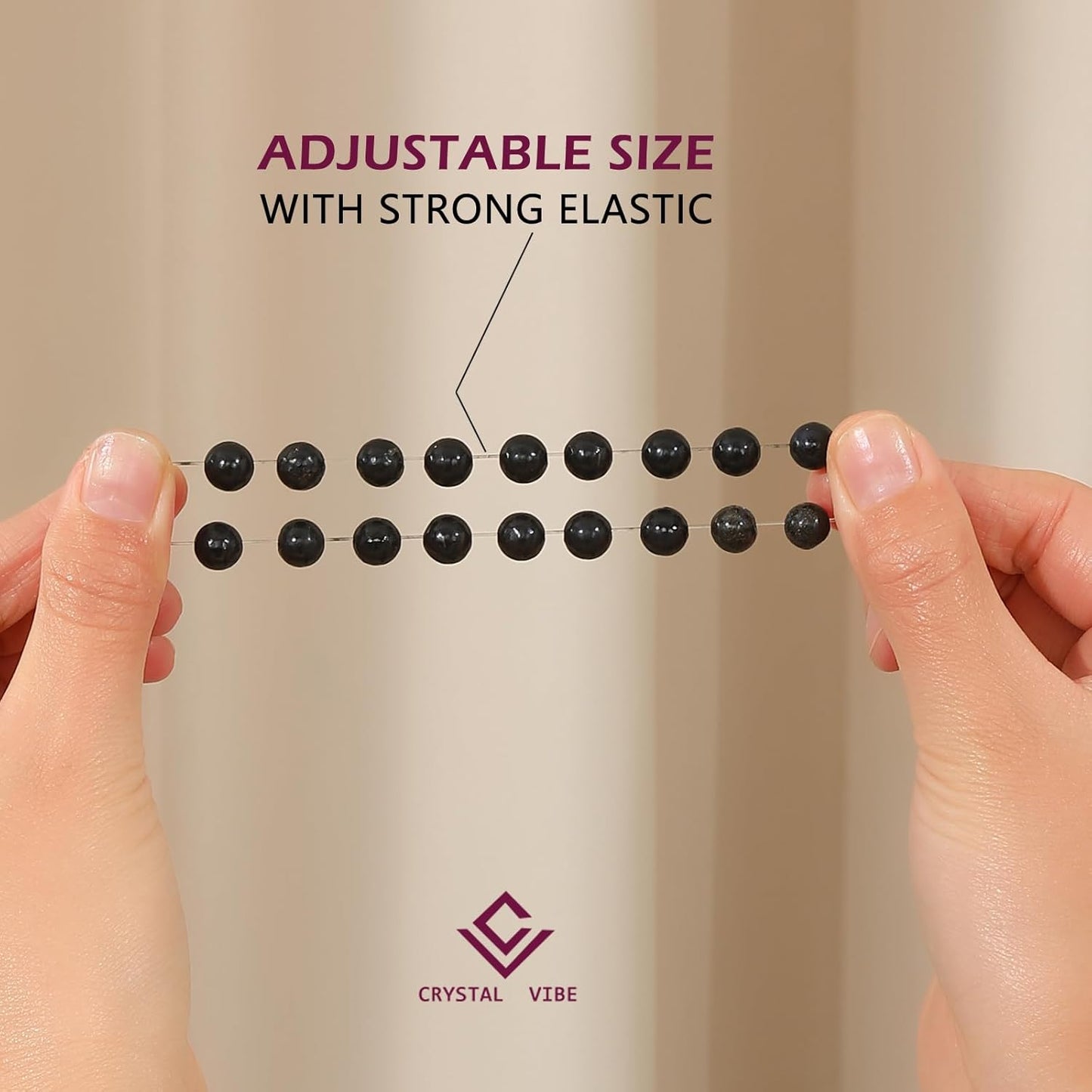 Crystal Vibe Handmade Natural Amethyst Bracelet for Women - Stretchable 8mm Bead Bracelet - Adjustable size Crystal Bracelet for Women