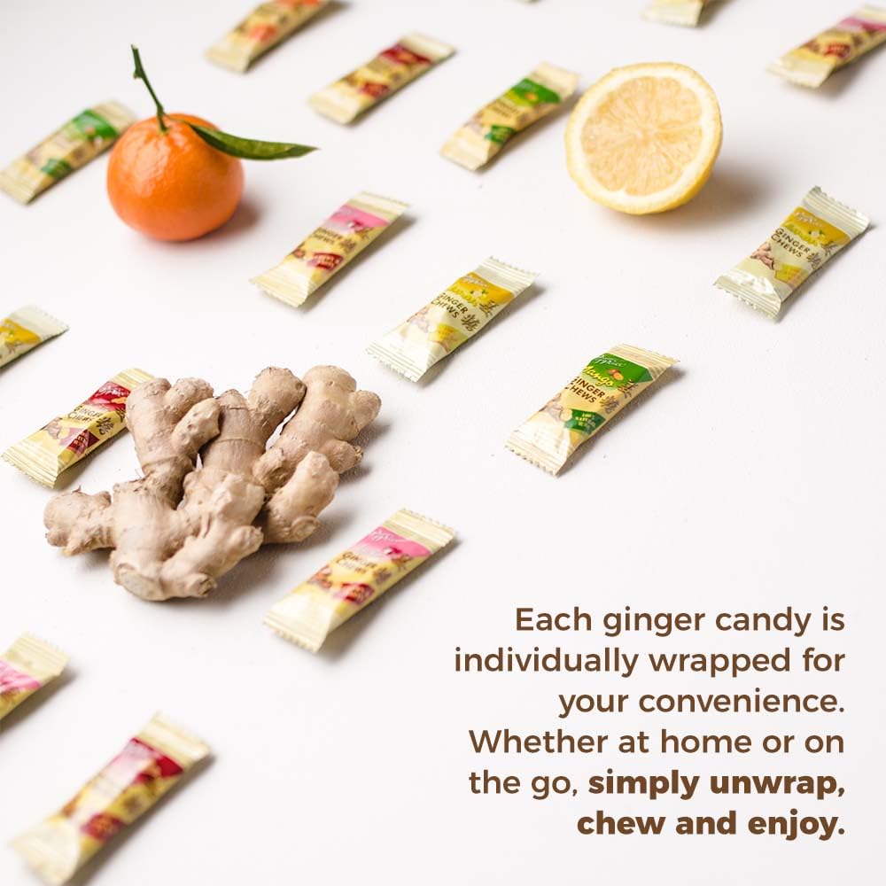 Prince of Peace Ginger Chews Assorted Flavors, 2.2 lb. (Mango, Blood Orange, Pineapple Coconut, Lychee) Candied Ginger – Candy Pack – Ginger Chews Candy - Gluten Free