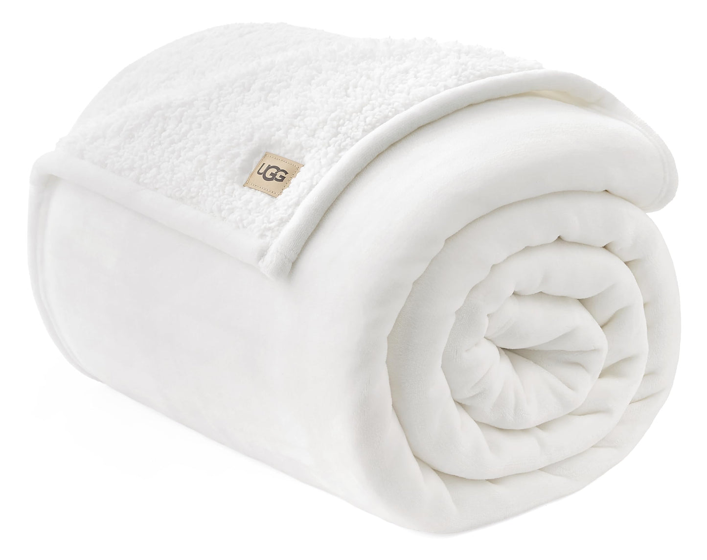 UGG Nita King/California King Blanket Fleece Fluffy Reversible Soft Fuzzy Bedding Cozy Plush Warm Oversized Blanket Machine Washable Bedroom Decor for Big Couch Bed, 110-inch x 90-inch, White Snow