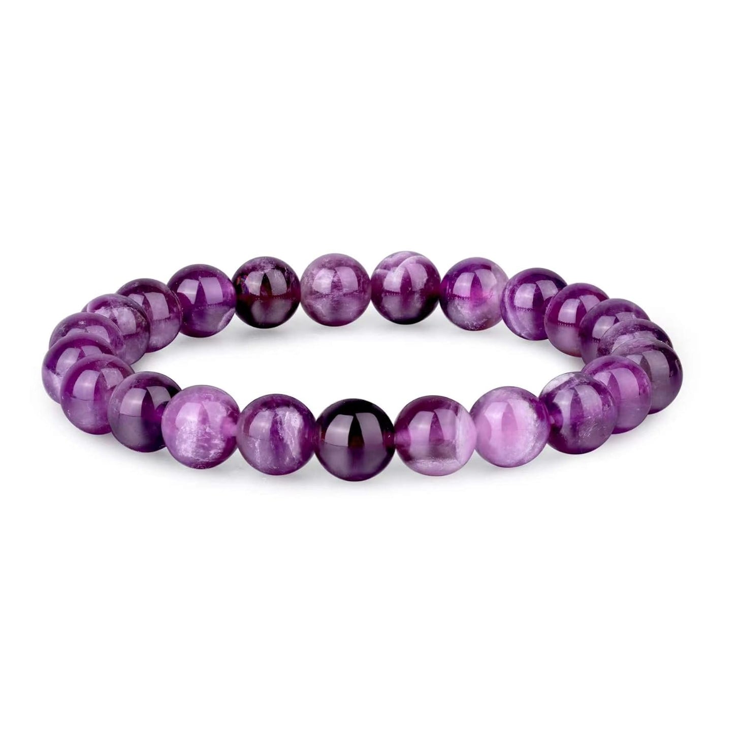 Crystal Vibe Handmade Natural Amethyst Bracelet for Women - Stretchable 8mm Bead Bracelet - Adjustable size Crystal Bracelet for Women