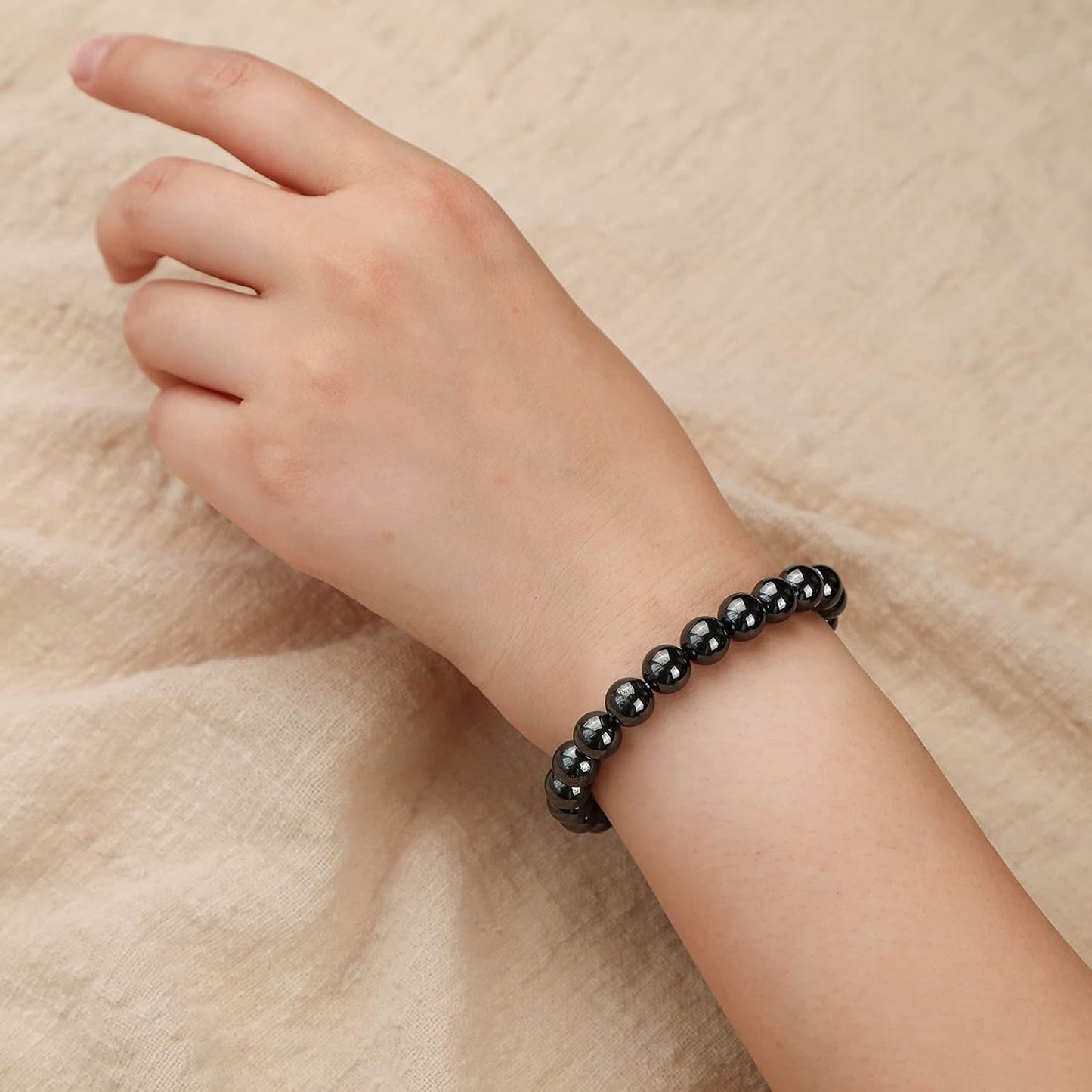 Crystal Vibe Handmade Natural Amethyst Bracelet for Women - Stretchable 8mm Bead Bracelet - Adjustable size Crystal Bracelet for Women