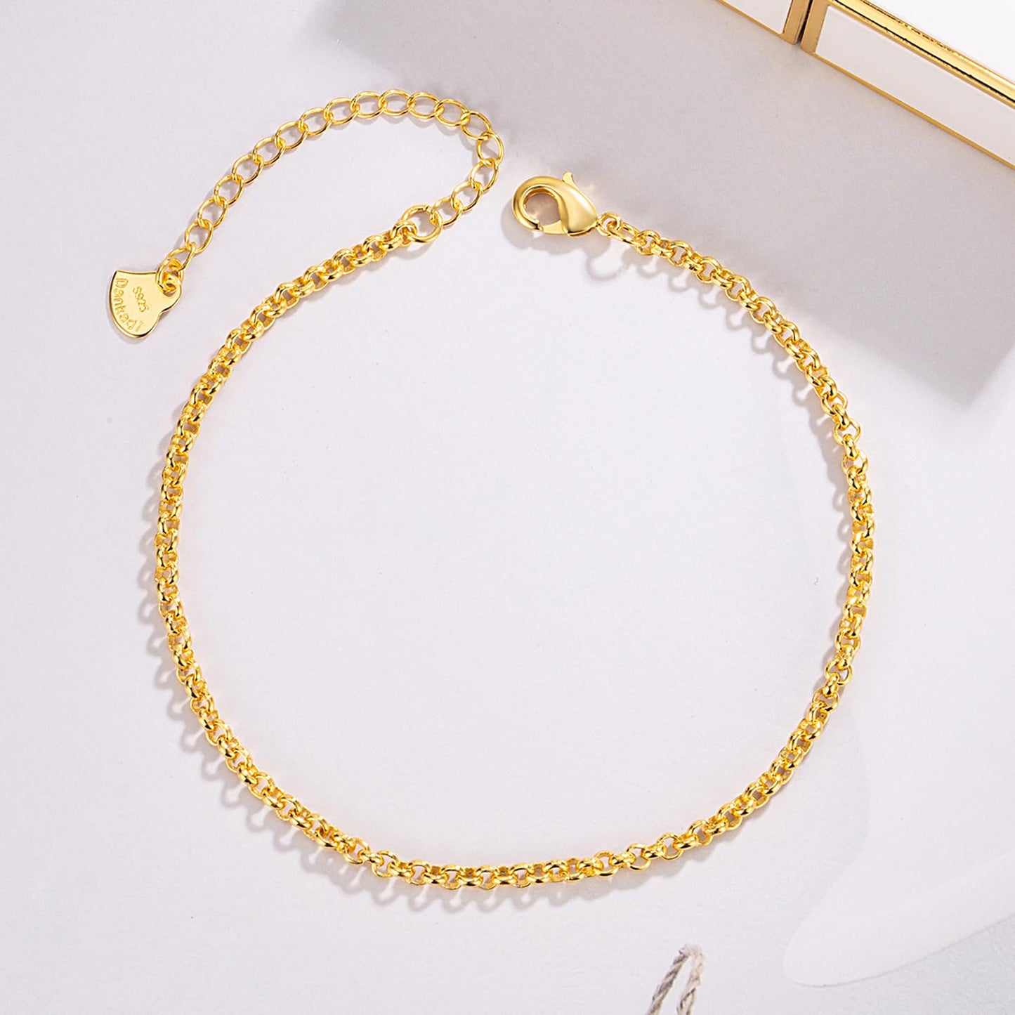 Dankadi Women 925 Sterling Silver Anklets Bracelet Men Simple Chopin/Box Chain/Twist Rope Chain Summer Beach Foot 24k Gold Plated Jewelry Gift
