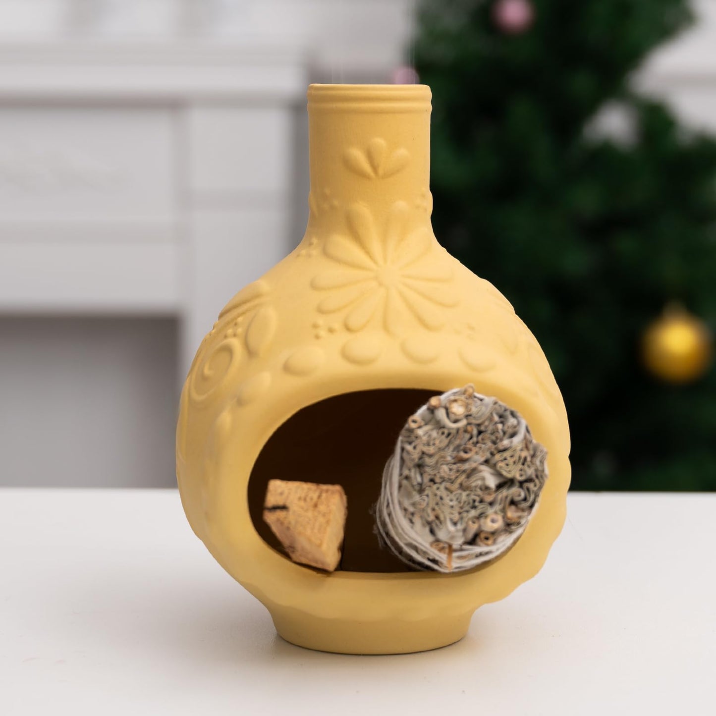 Handmade Ceramic Palo Santo Holder Burner - Mini Chimenea Incense Dish for Palo Santo and Sticks - Sage Holder for Meditation Decor