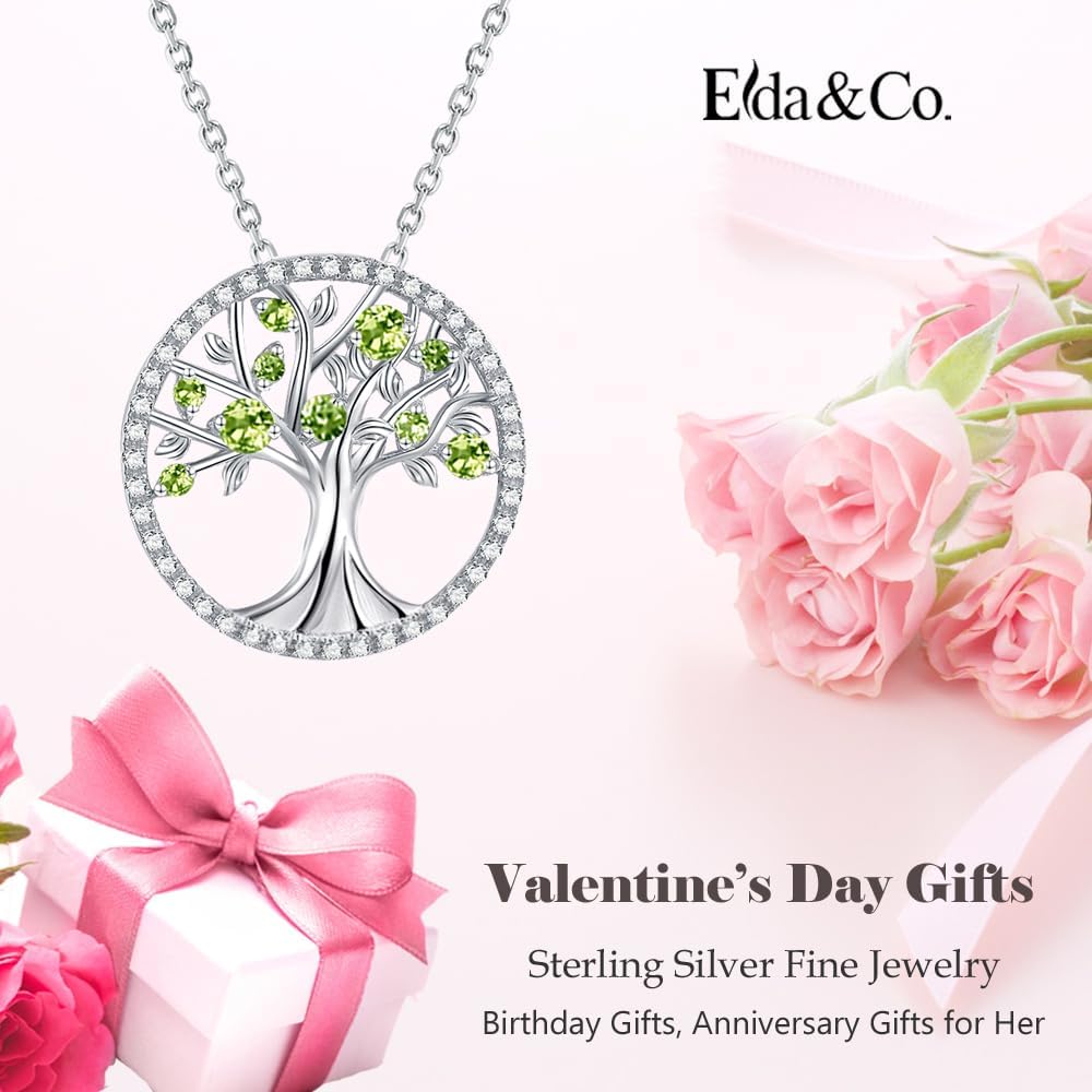Tree of Life Necklace Birthday Gifts for Wife Mom January February Birthstones Necklace Garnet Amethyst and More Stones Jewelry 925 Sterling Silver