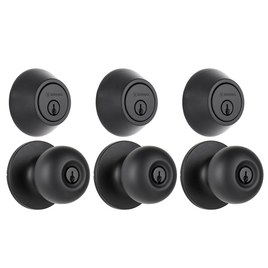 BRINKS – Front Door Lock – Traditional Single Cylinder Deadbolt – Easy Installation, Keyed Entry, Pick Resistant Security for Home and Residence (Front Door Deadbolt with Knob, 1 Pack)