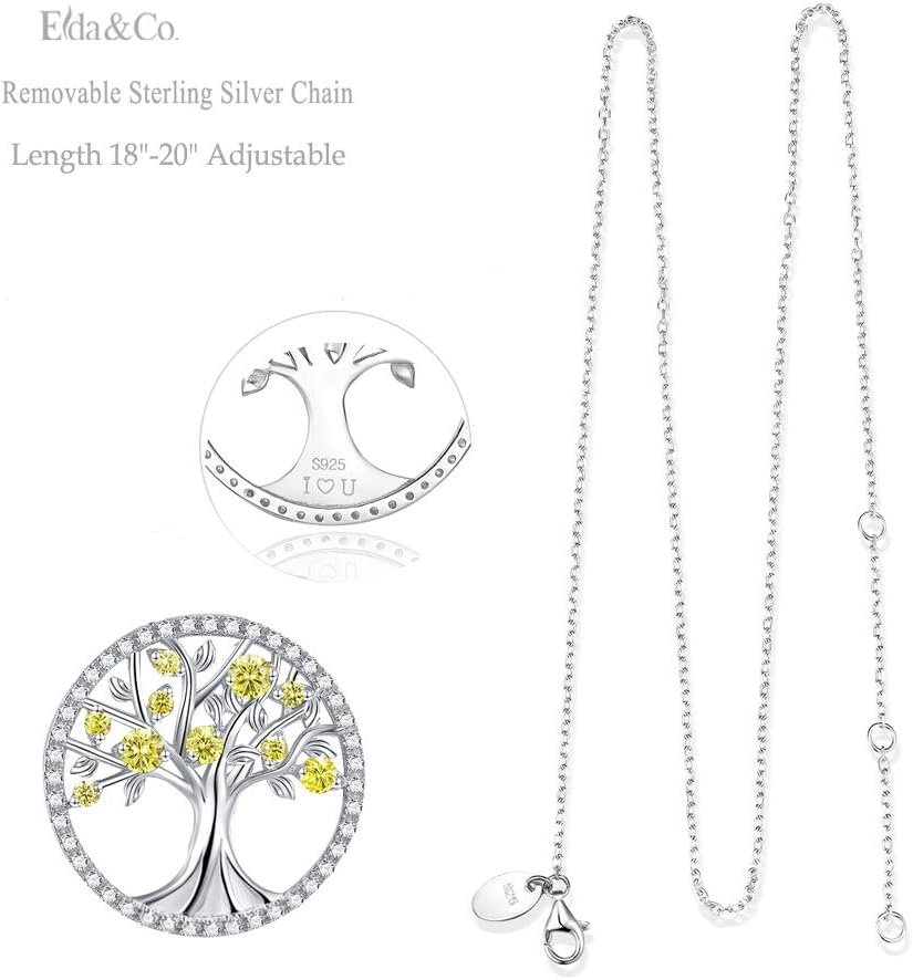 Tree of Life Necklace Birthday Gifts for Wife Mom January February Birthstones Necklace Garnet Amethyst and More Stones Jewelry 925 Sterling Silver